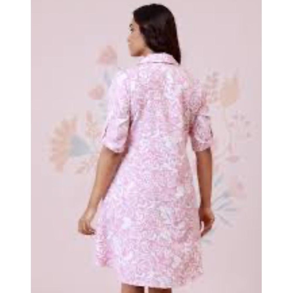Y2K NWT ONLY Step-Hem Shirtdress in Baby Pink Sz3& Schiffi Floral Fairycore CHIC - Picture 4 of 11
